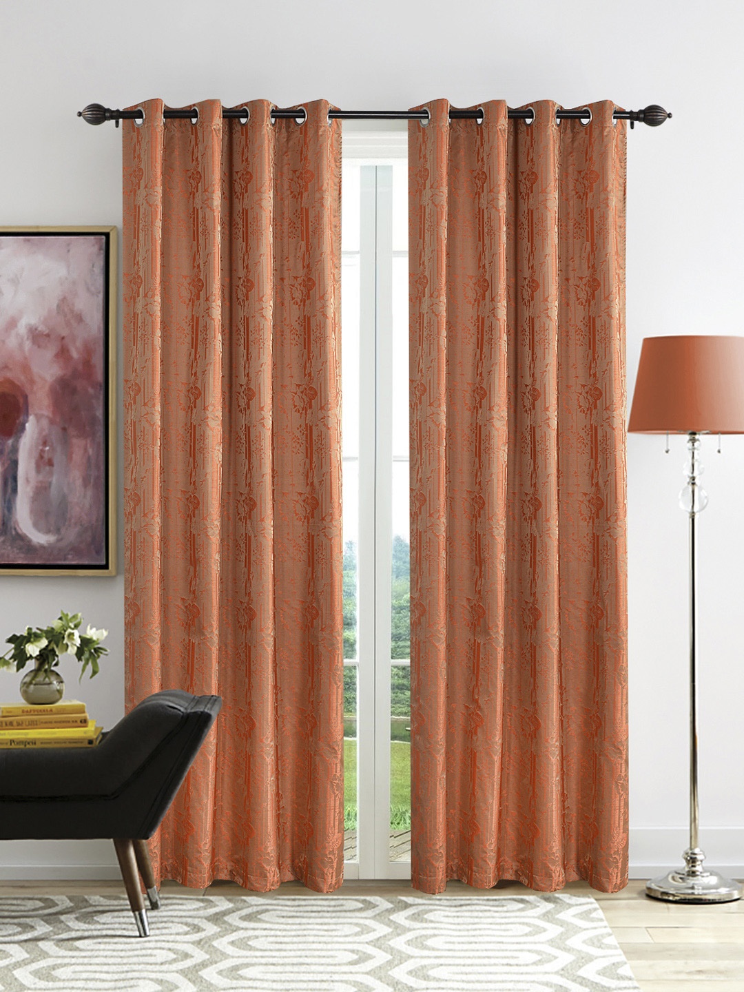 

Deco Window Peach-Coloured & Orange Set of 2 Curtain Curtains