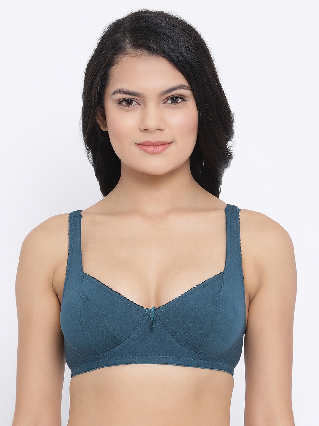 

Clovia Teal Green Solid Cotton Non-Padded Full Cup Bra BR2038P1732B