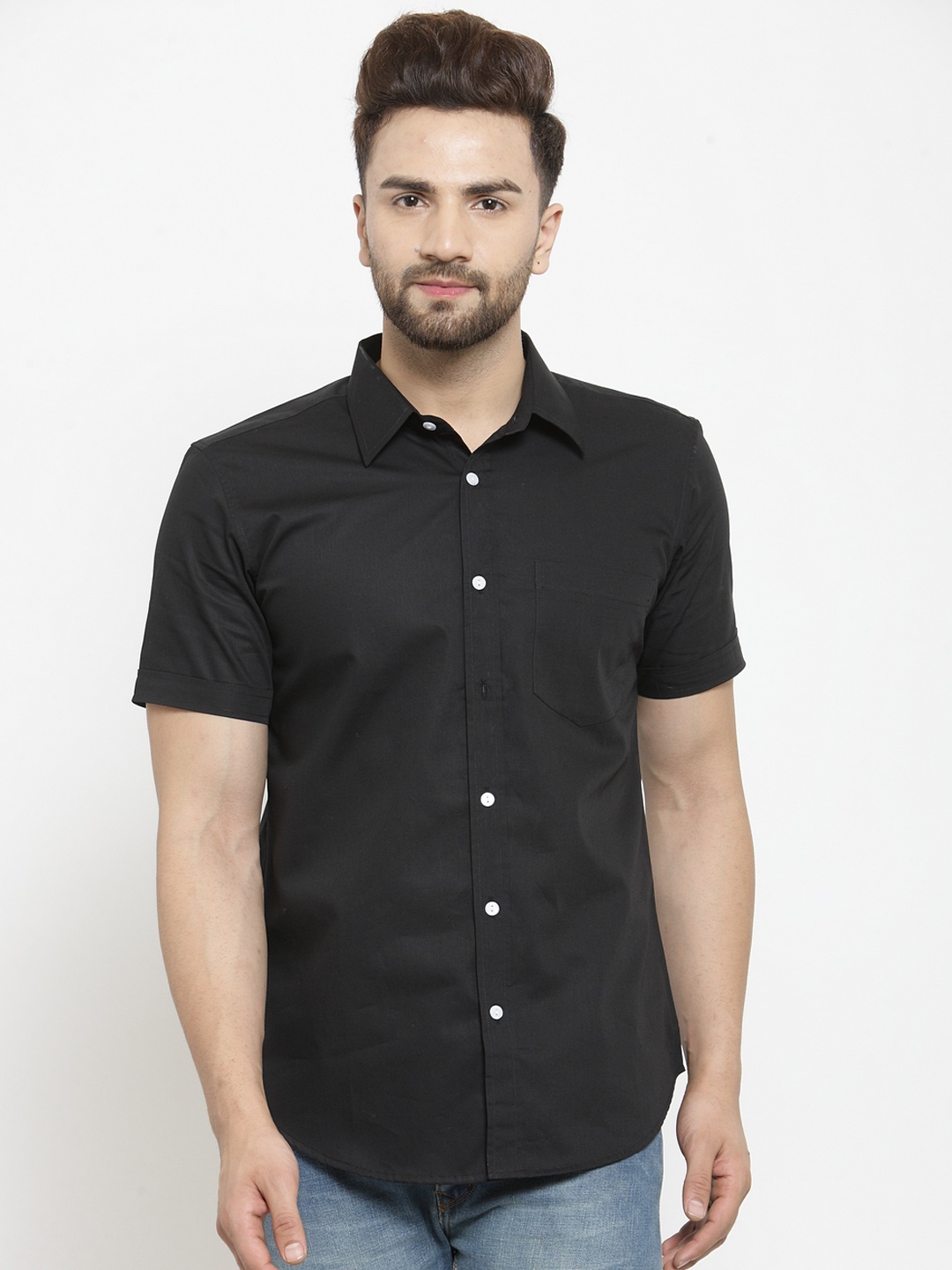 

Purple State Men Black Slim Fit Solid Casual Shirt