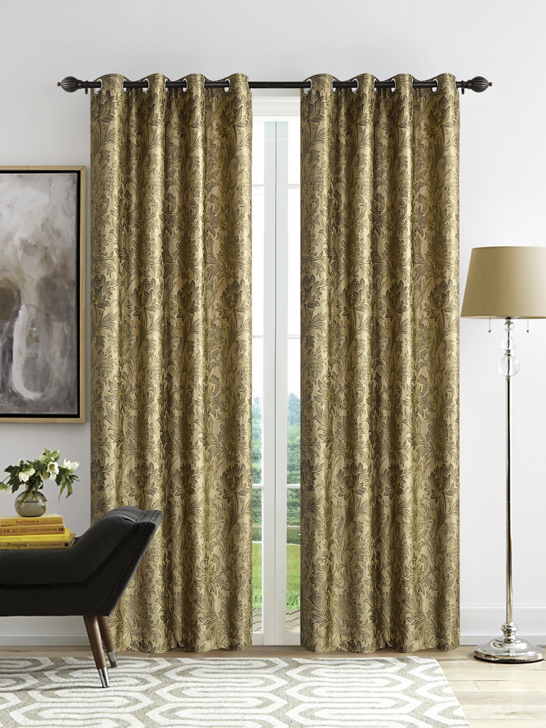 

Deco Window Coffee Brown & Beige Set of 2 Curtain Curtains