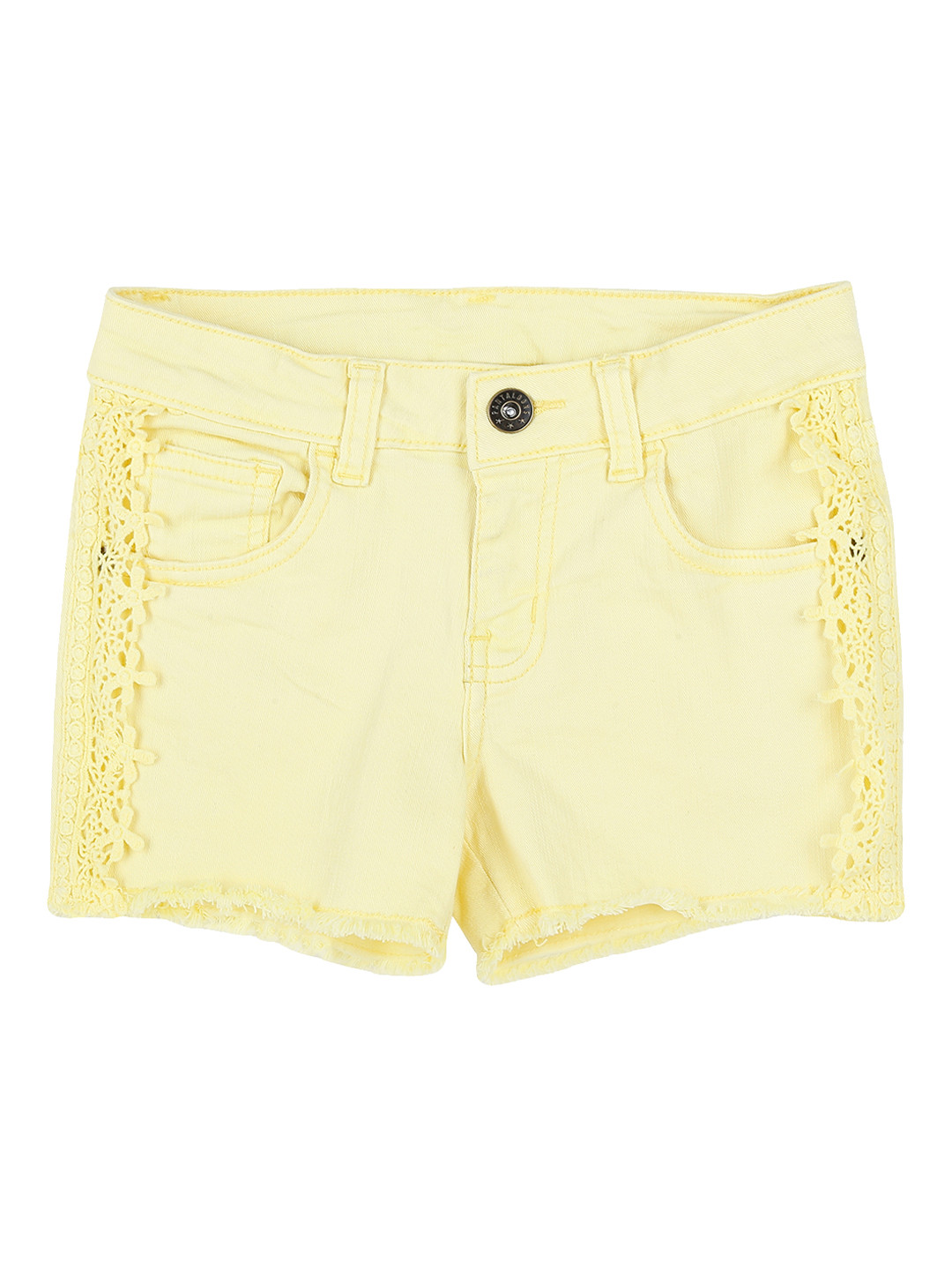

Pantaloons Junior Girls Yellow Solid Regular Fit Denim Shorts