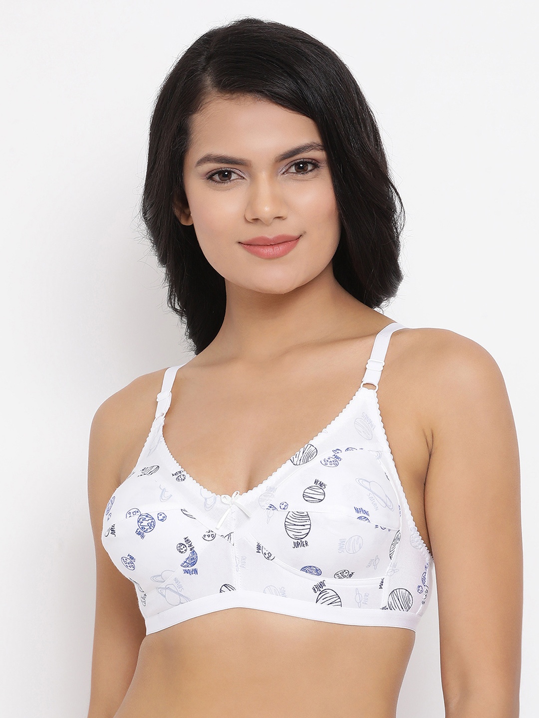 

Clovia White Printed Non-Wired Non Padded Everyday Bra BR0185X1832B