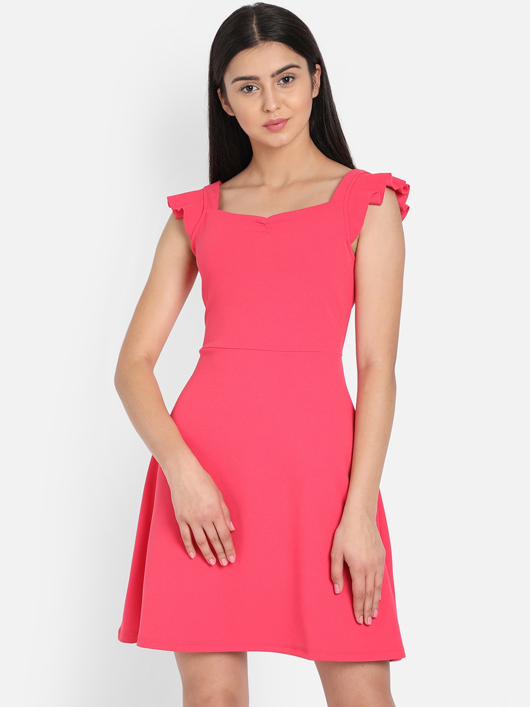 

COVER STORY Women Pink Solid A-Line Dress