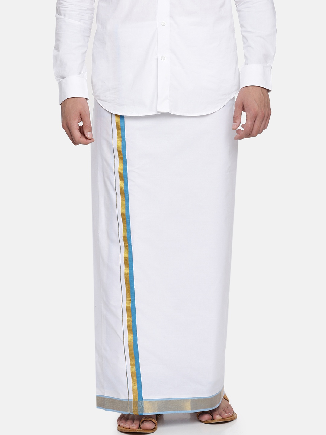 

Jansons Men White Solid Dhoti