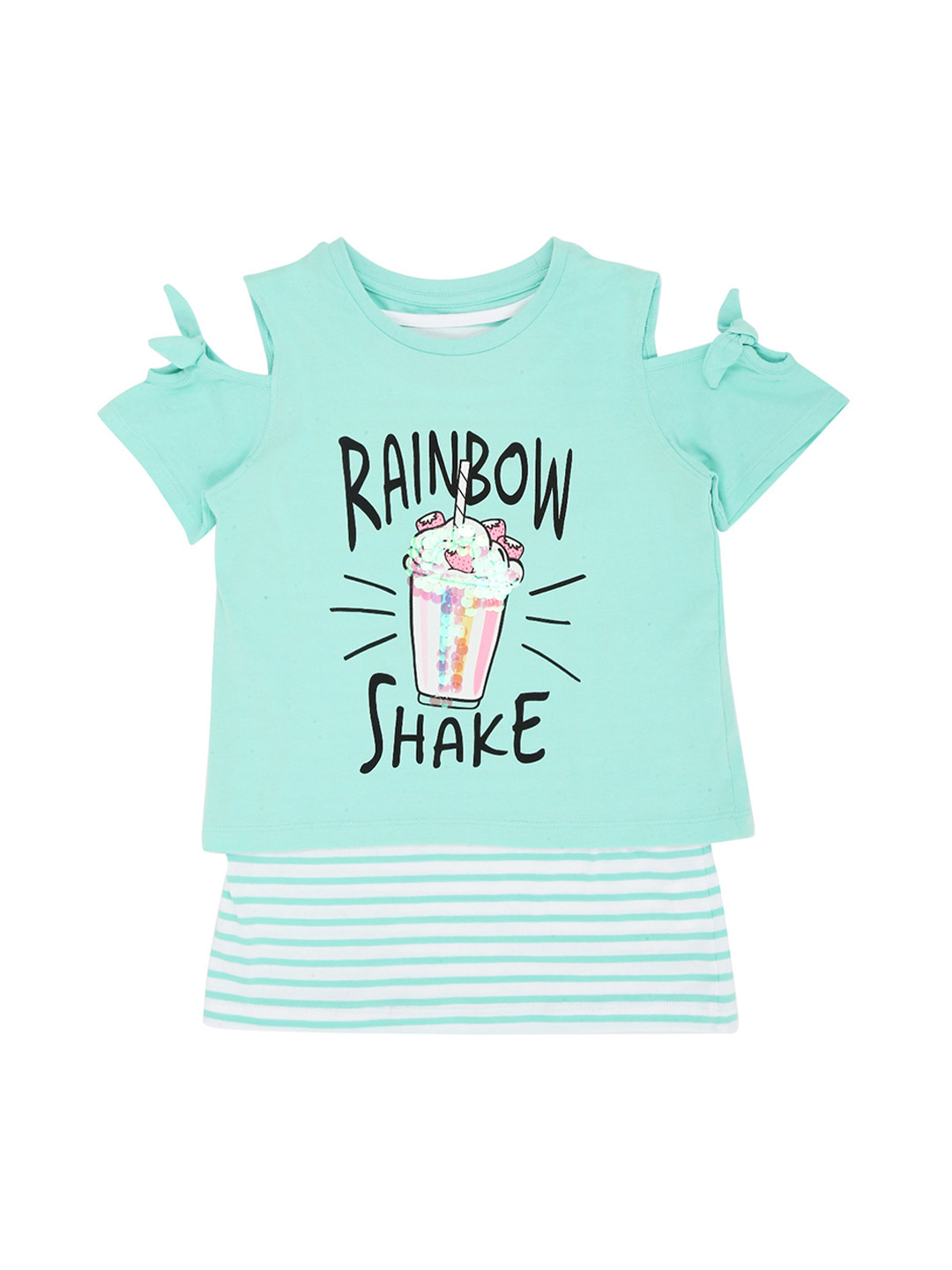 

Pantaloons Junior Girls Green Printed Round Neck T-shirt