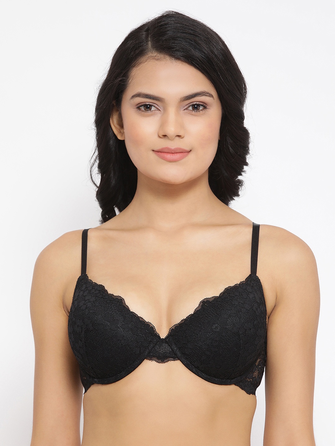 

Clovia Black Solid Underwired Heavily Padded Push-Up Bra BR1966P1332C