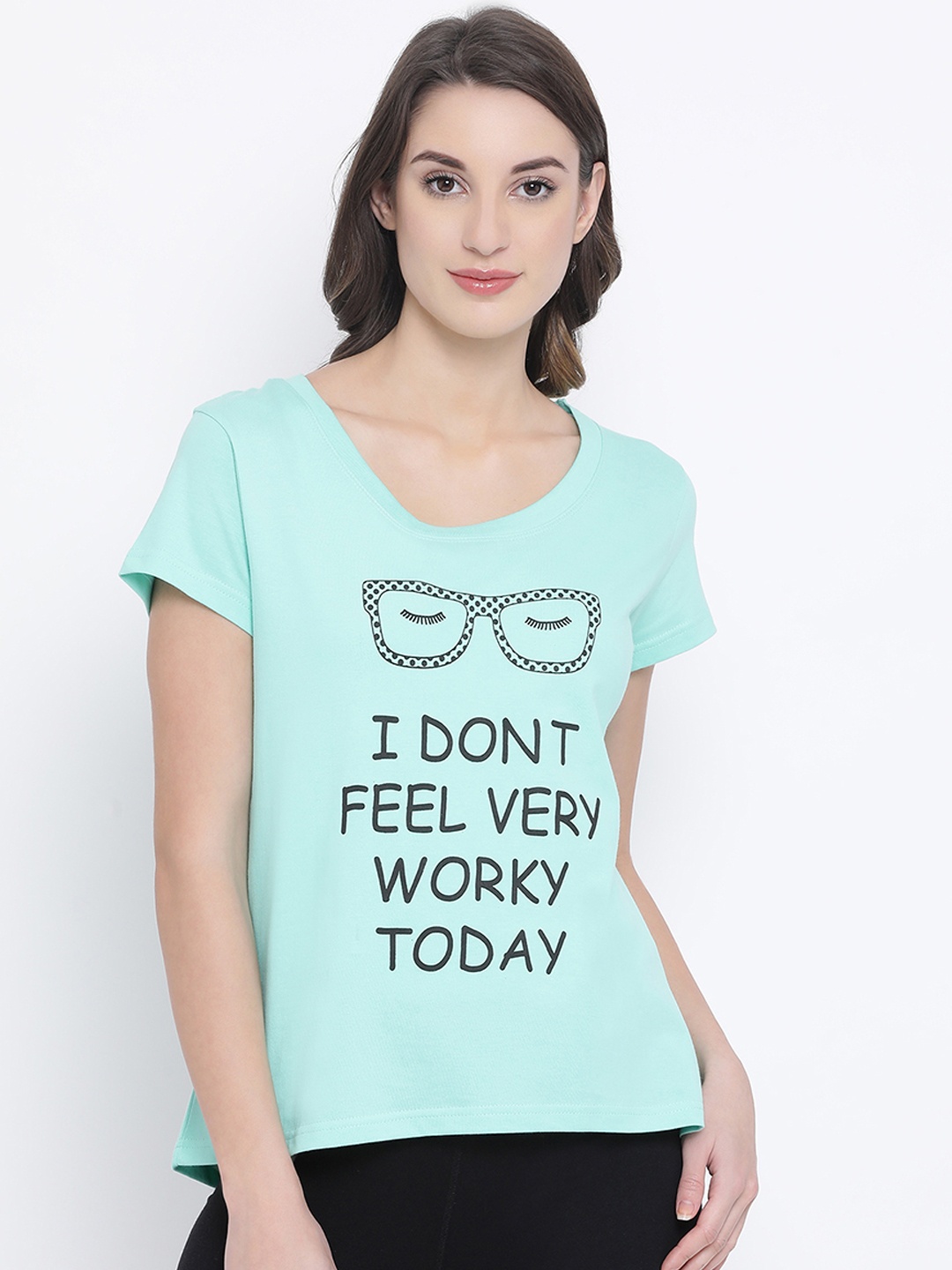 

Clovia Women Green Graphic Printed Lounge T-shirt