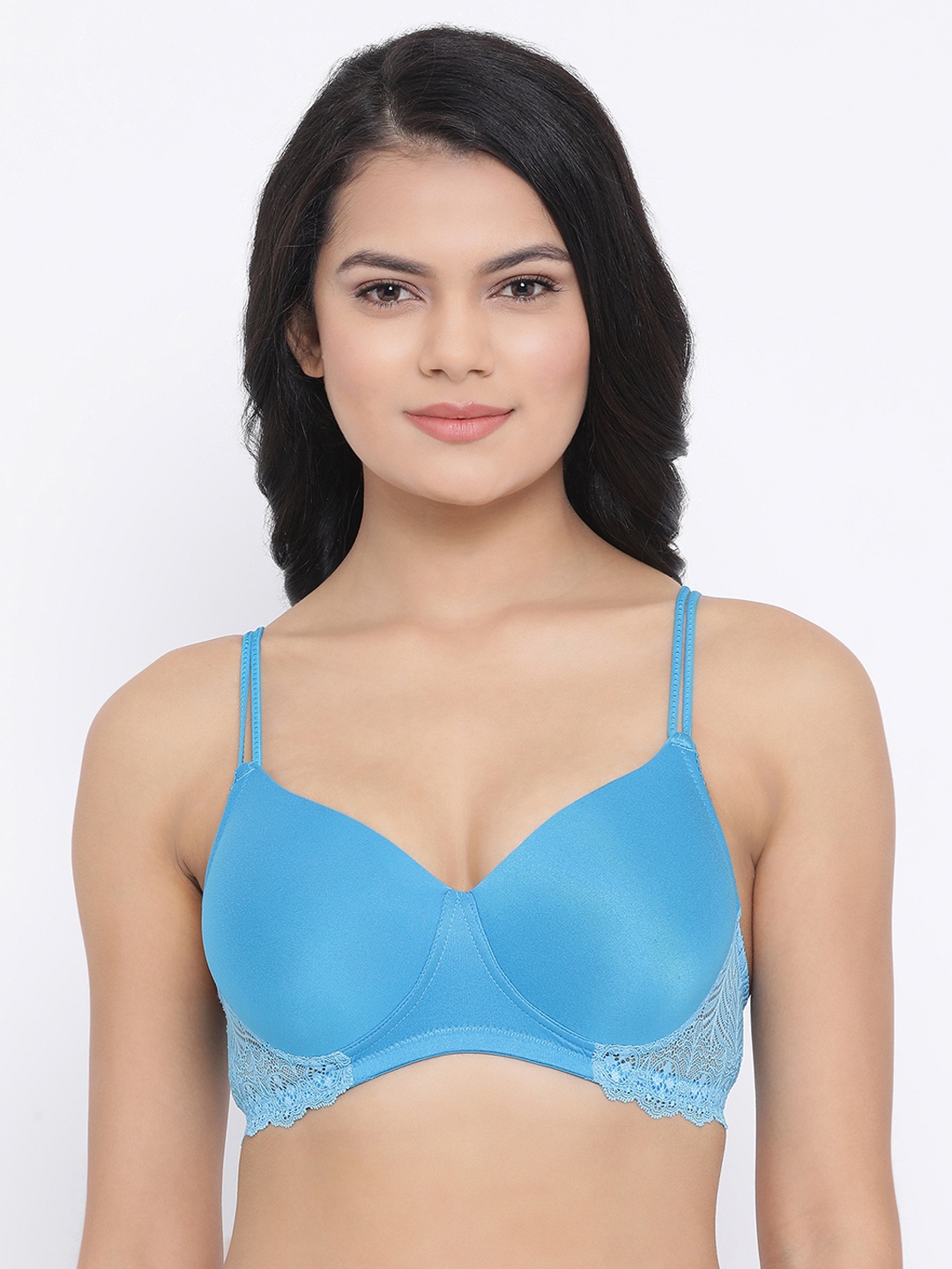 

Clovia Blue Solid Non-Wired Lightly Padded T-shirt Bra BR1874P0832B