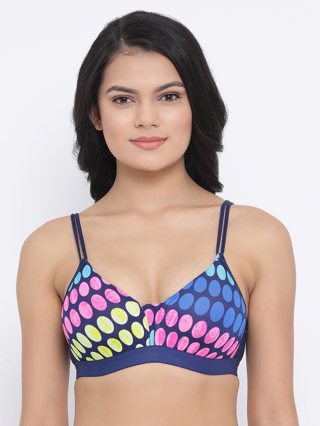 

Clovia Blue Printed Padded Non-Wired Tshirt Bra BR2009P0832B
