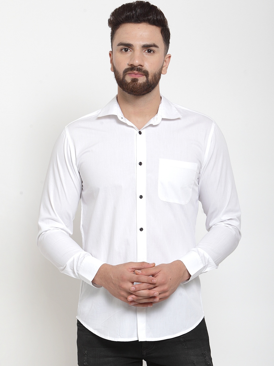 

Purple State Men White Slim Fit Solid Casual Shirt