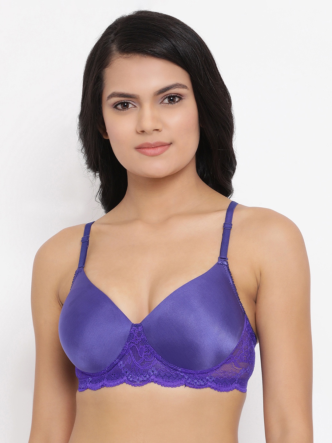 

Clovia Purple Solid Non-Wired Lightly Padded T-shirt Bra BR1806M1532B