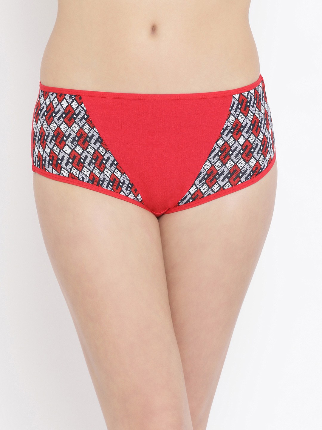 

Clovia Women Red & Grey Printed Mid-Rise Hipster Briefs PN3427P04