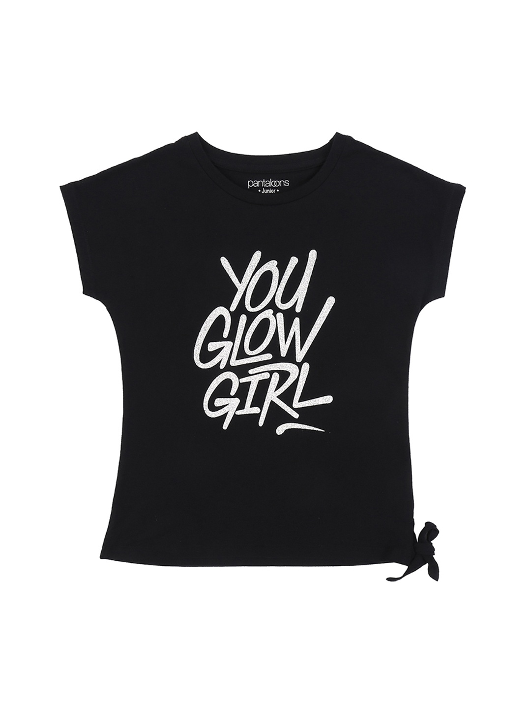 

Pantaloons Junior Girls Black Printed Round Neck T-shirt