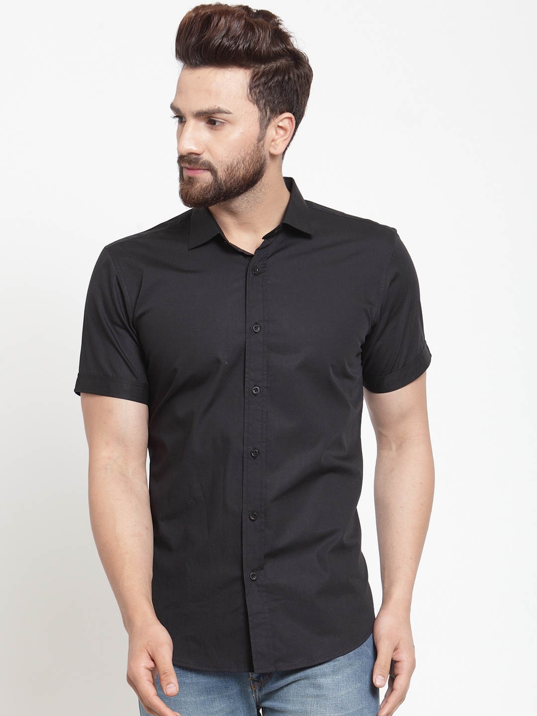 

Purple State Men Black Slim Fit Solid Casual Shirt