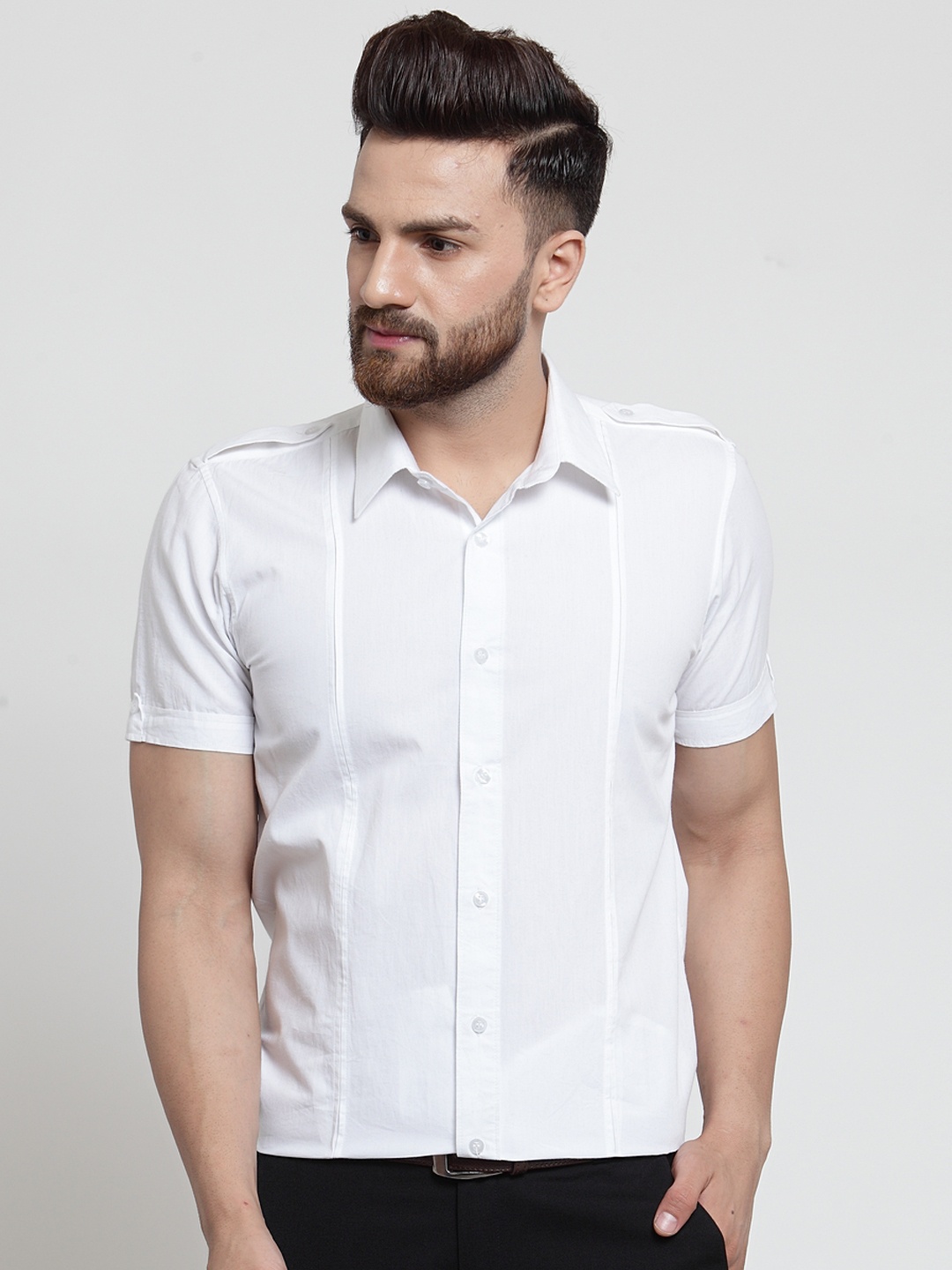 

Purple State Men White Slim Fit Solid Formal Shirt