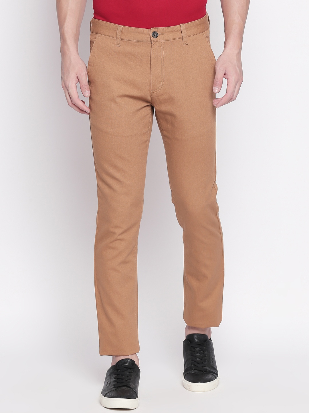 

BYFORD by Pantaloons Men Brown Slim Fit Solid Regular Trousers