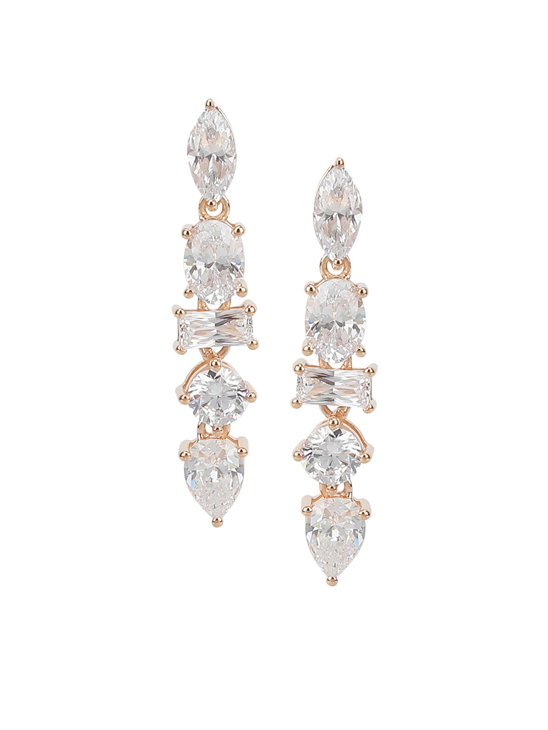 

Silgo 925 Sterling Silver Rose Gold-Plated CZ Contemporary Drop Earrings