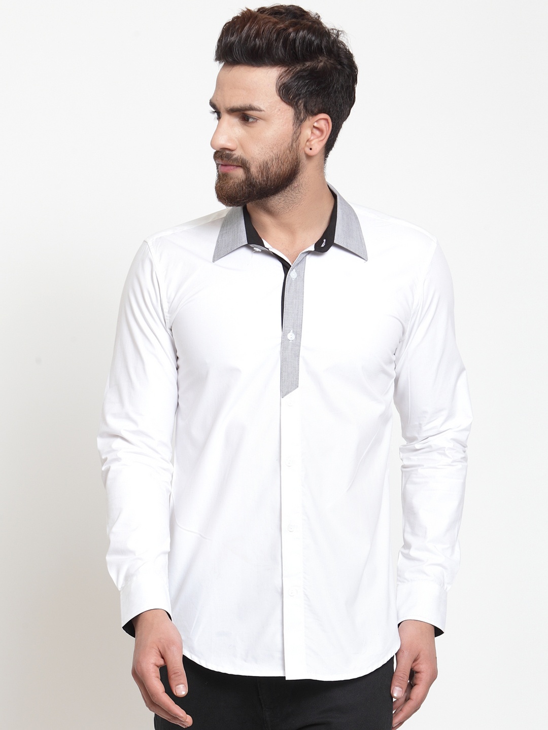 

Purple State Men White Slim Fit Solid Casual Shirt