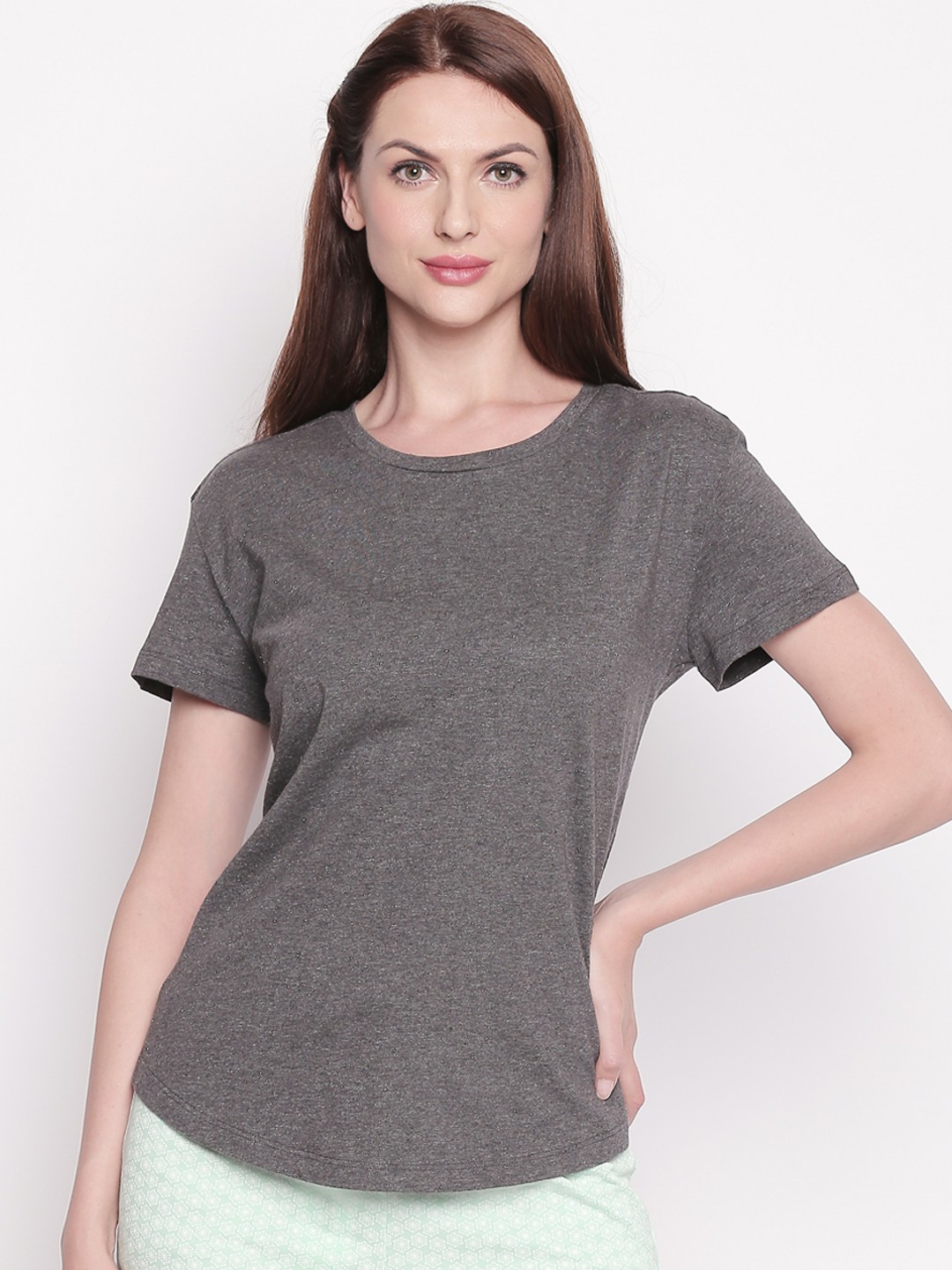

Dreamz by Pantaloons Women Grey Solid Lounge Tshirt