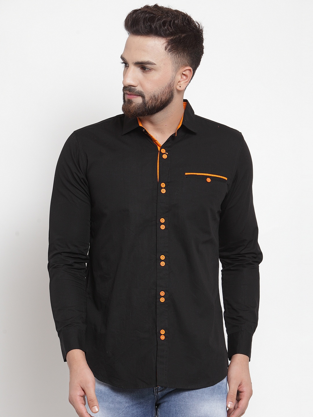 

Purple State Men Black Slim Fit Solid Casual Shirt