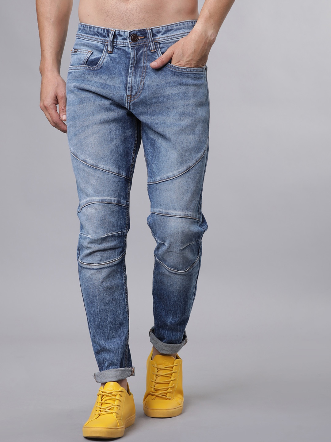 

HIGHLANDER Men Blue Tapered Fit Mid-Rise Clean Look Stretchable Jeans