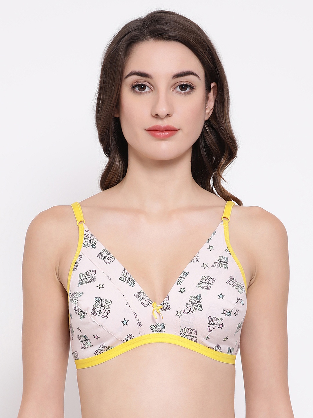

Clovia Pink & Black Printed Non-Wired Non Padded Everyday Bra BR1595O2232B