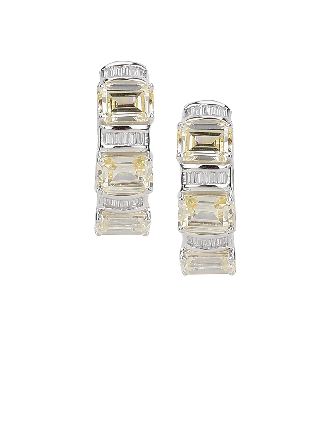 

Silgo 925 Sterling Silver White & Rhodium-Plated CZ Circular Hoop Earrings