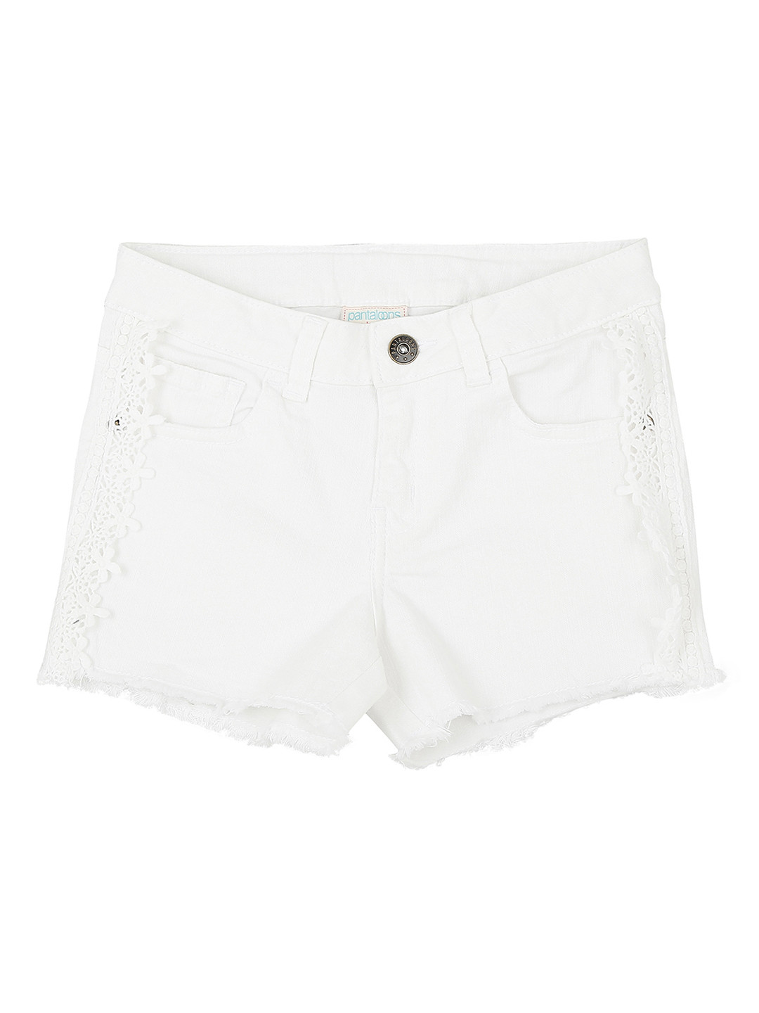 

Pantaloons Junior Girls White Solid Regular Fit Denim Shorts