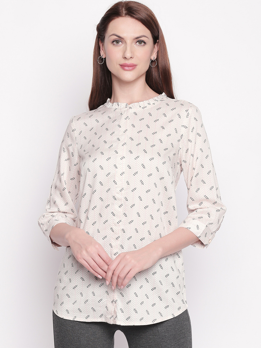 

Annabelle by Pantaloons Women Cream-Coloured Printed Top