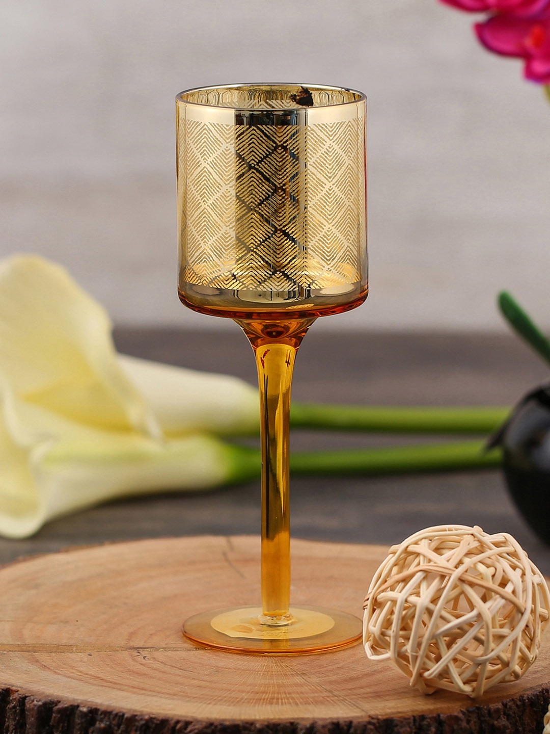 

Pure Home and Living Gold-Toned Candle Holder with Stem