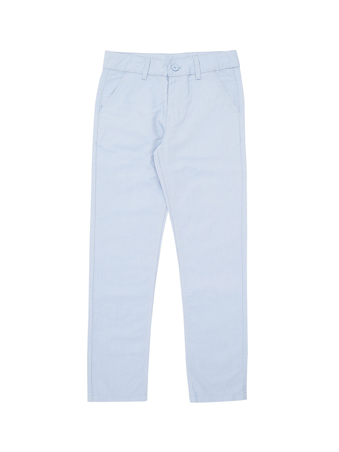 

Pantaloons Junior Boys Blue Regular Fit Solid Regular Trousers
