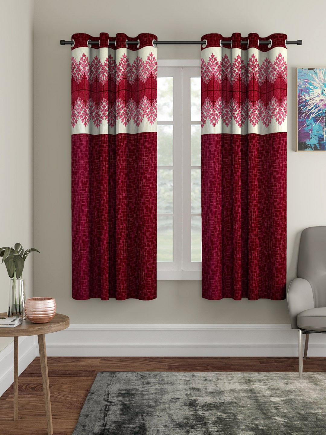 

Cortina Maroon Set of 2 Window Curtains
