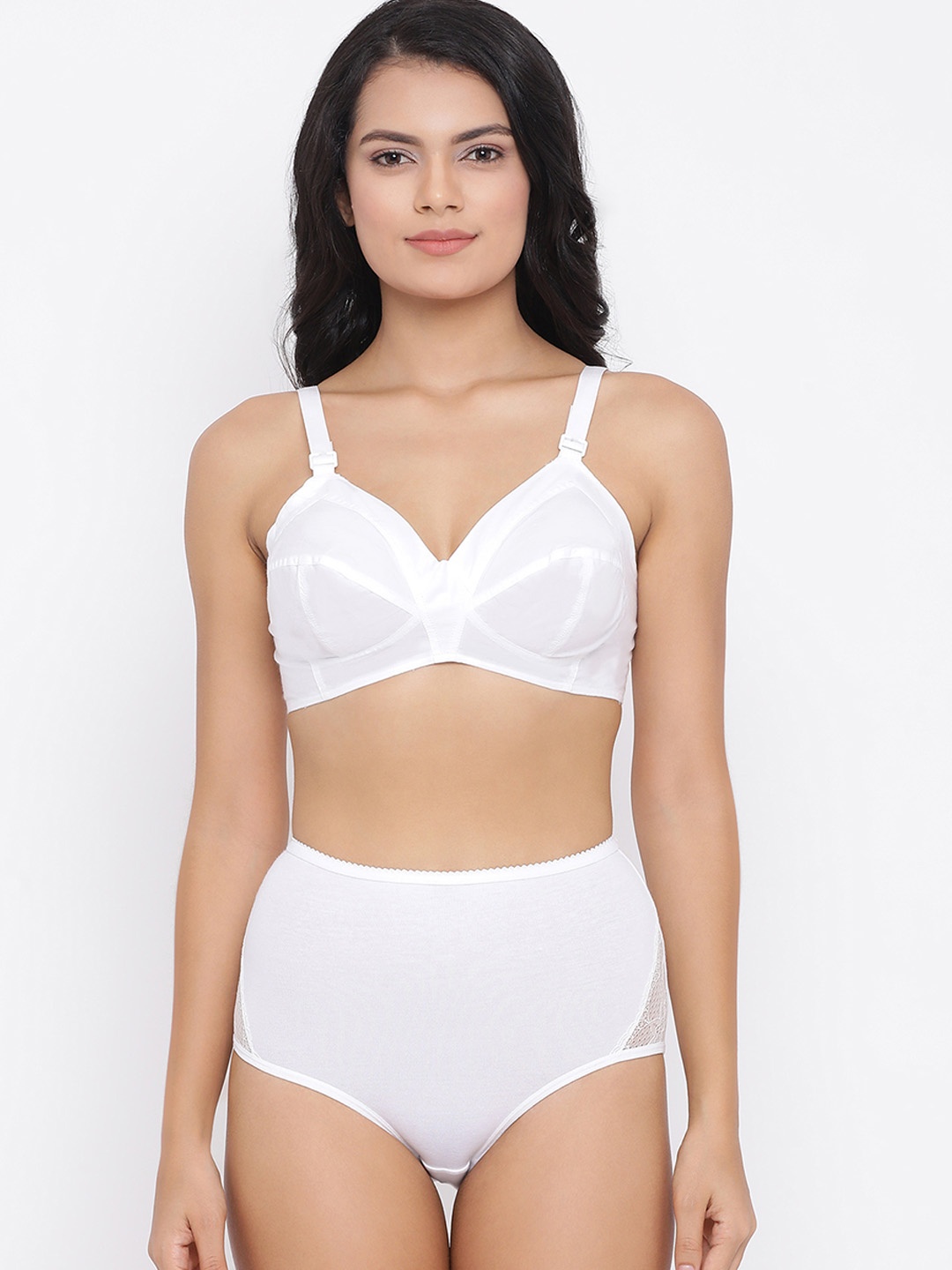 Clovia Women White Solid Lingerie Set COMBP100232B