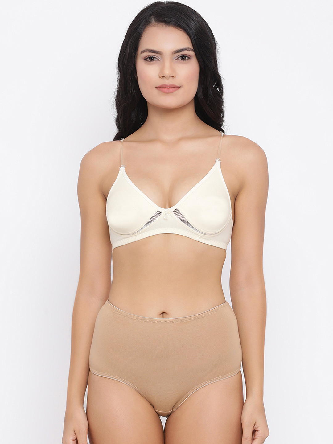 

Clovia Women Beige & Nude-Coloured Solid Lingerie Set COMBBP742