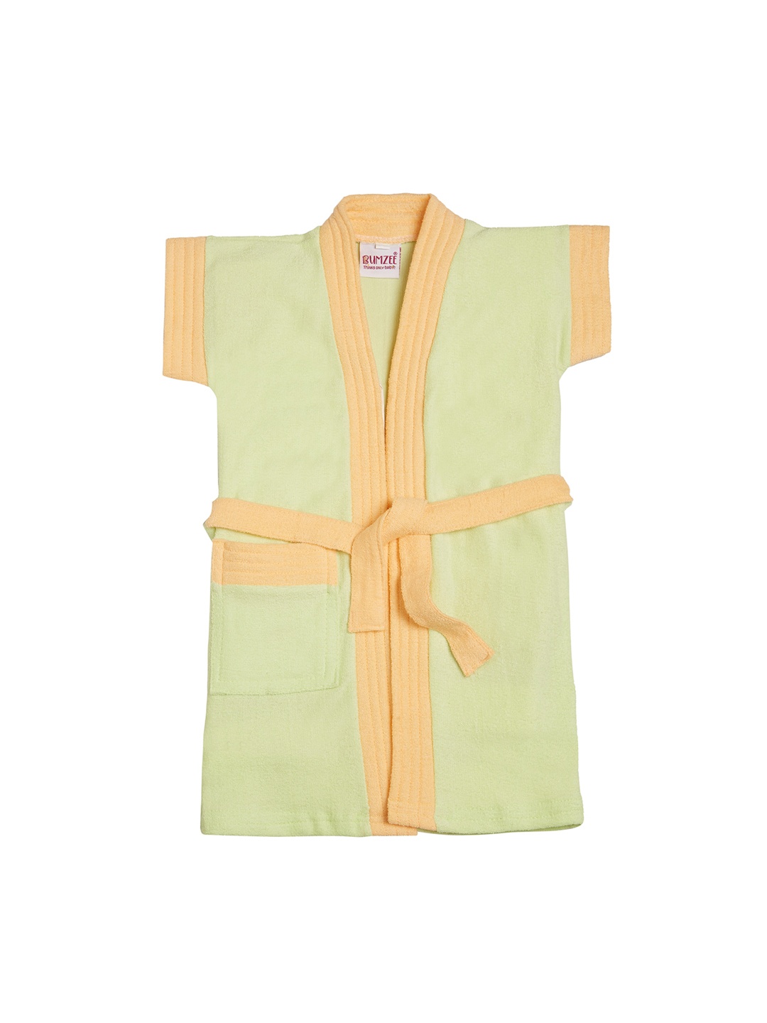 

BUMZEE Baby Kids Green & Orange Solid Bath Robe