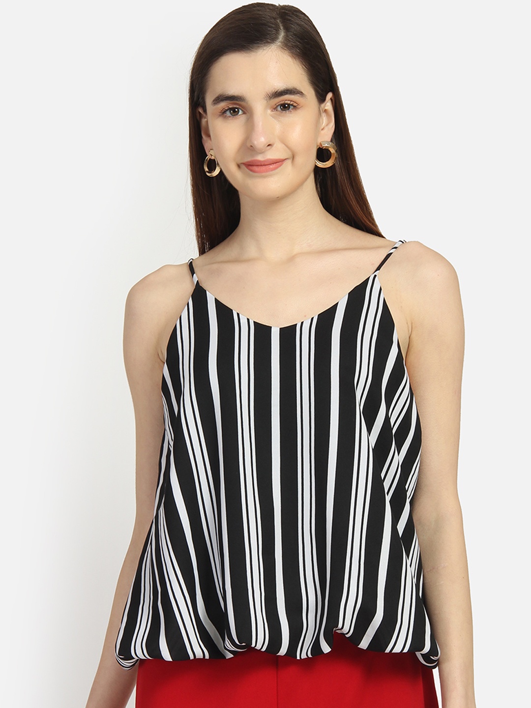 

Yaadleen Women Black Striped Top