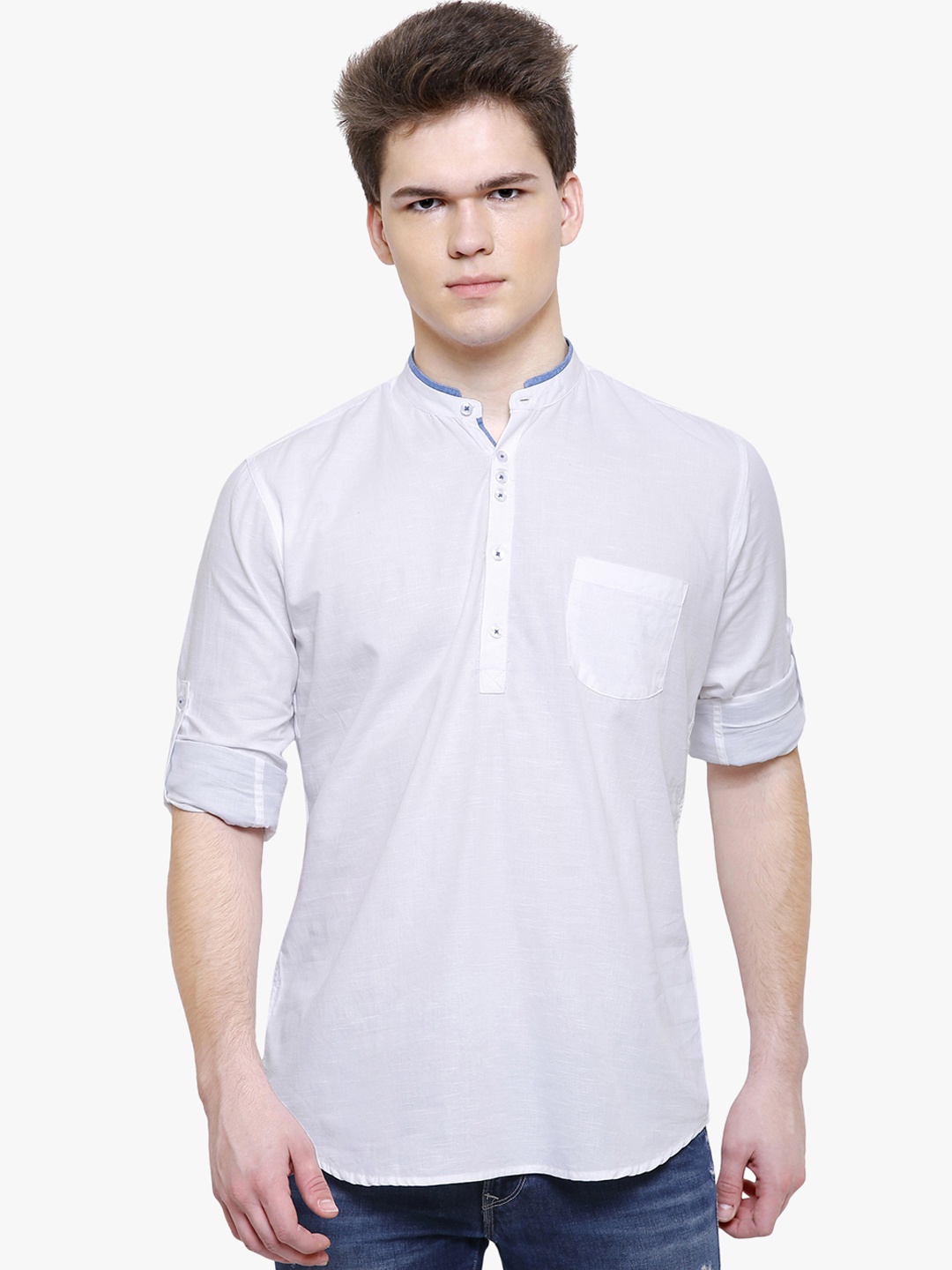 

Kuons Avenue Men White Solid Straight Kurta