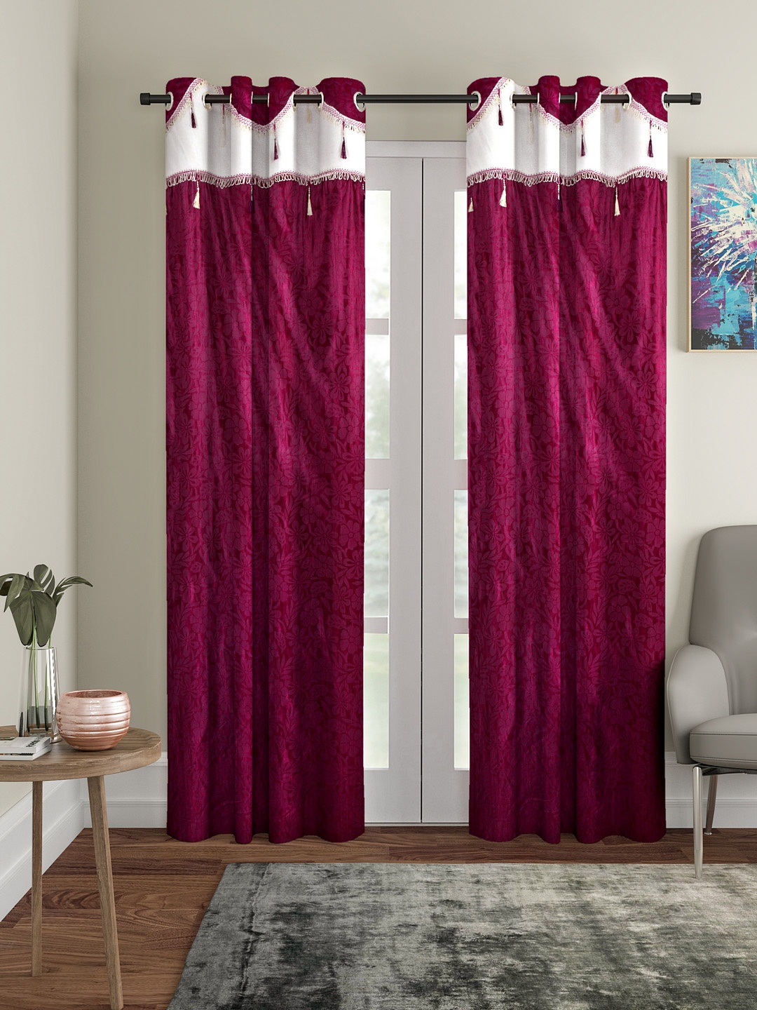 

Cortina Set of 2 Purple & Off-White Door Curtains