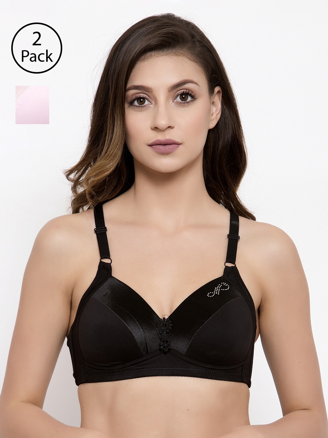 

Friskers Pack of 2 Solid Underwired Lightly Padded Everyday Bras O-707-01-10, Black