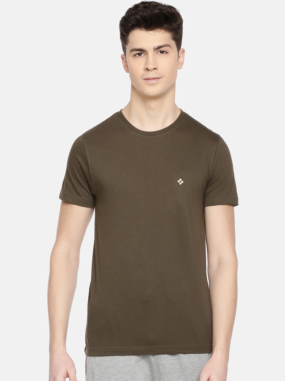

Dollar Bigboss Men Olive Green Solid Lounge T-Shirt