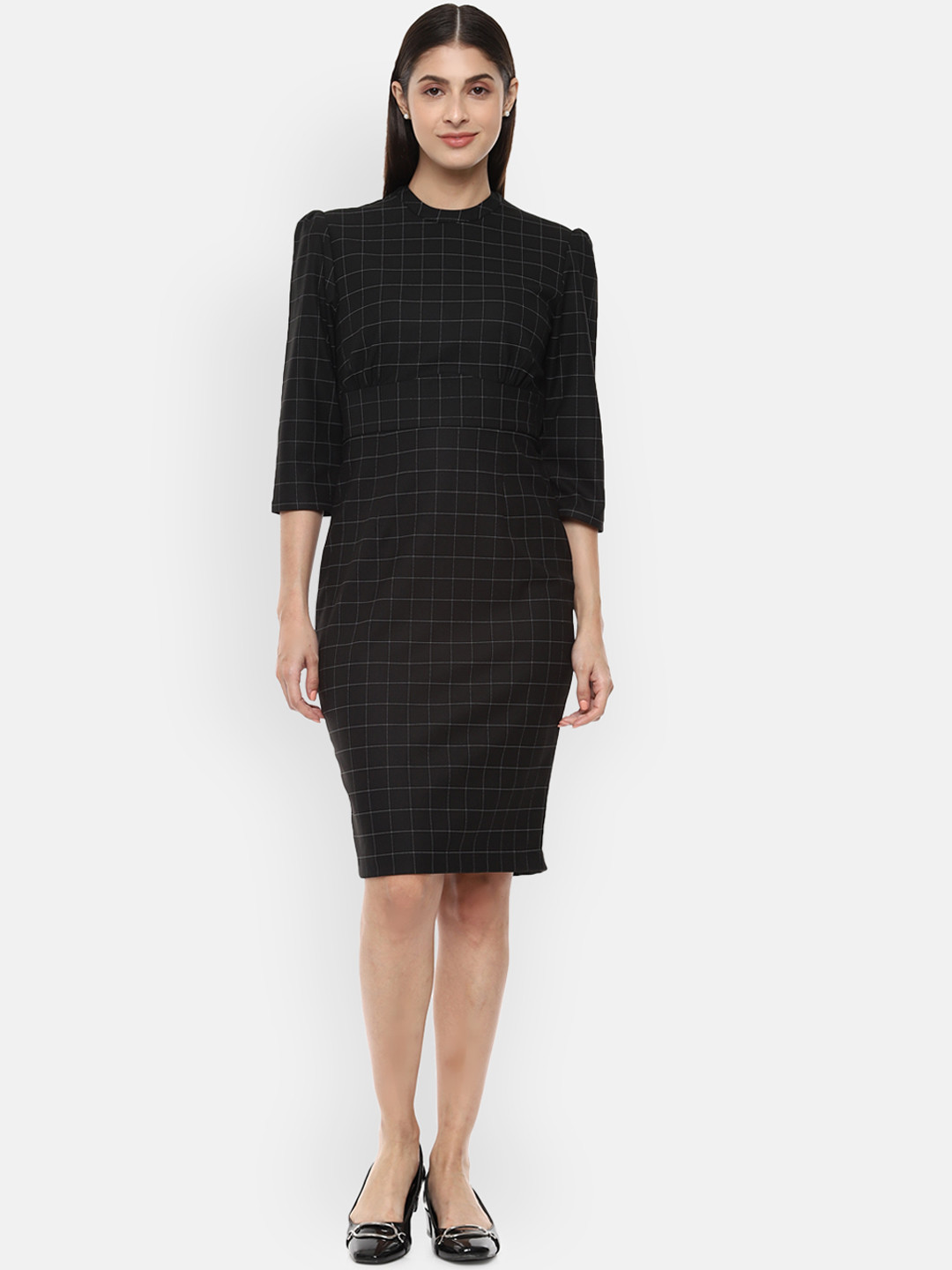 

Van Heusen Woman Women Black Checked Bodycon Dress