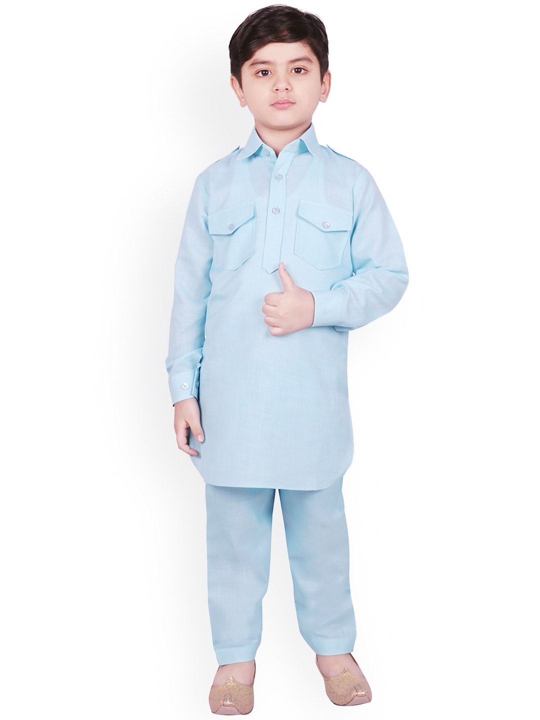 

SG YUVRAJ Boys Blue Solid Kurta with Pyjamas