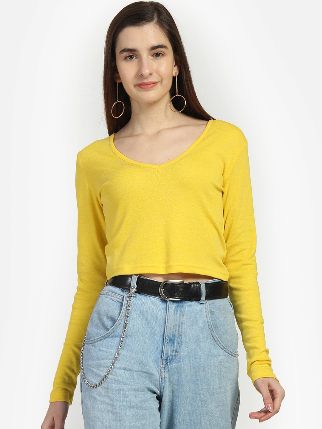 

Yaadleen Women Yellow Solid Pure Cotton Top