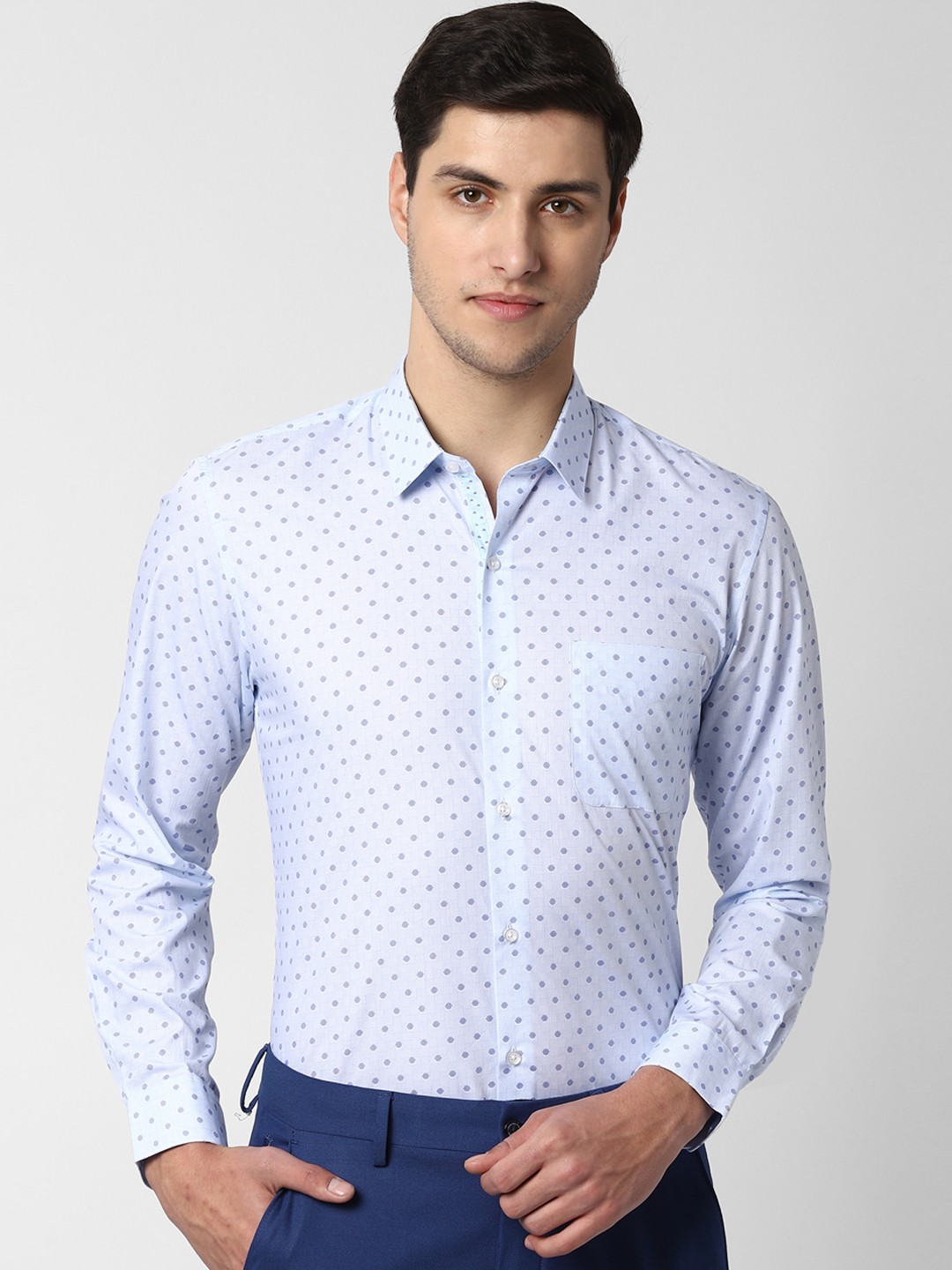 

Peter England Men Blue Slim Fit Printed Formal Shirt