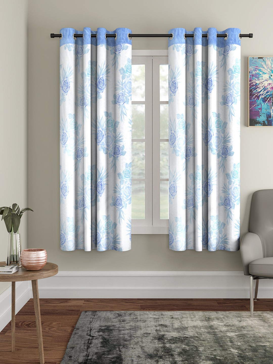 

Cortina Blue & White Set of 2 Window Curtains