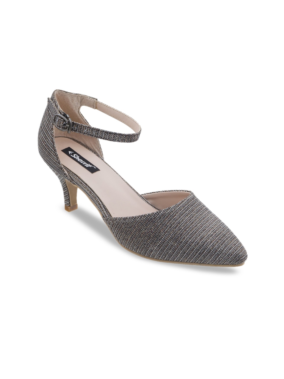 

Sherrif Shoes Women Grey Textured Kitten Heels