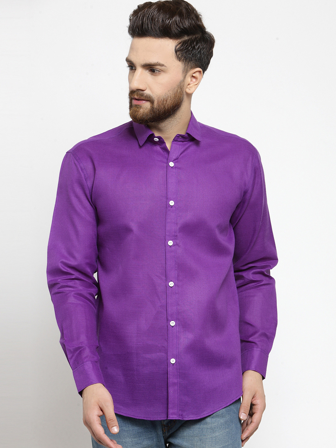 

JAINISH Men Purple Classic Regular Fit Solid Casual Shirt