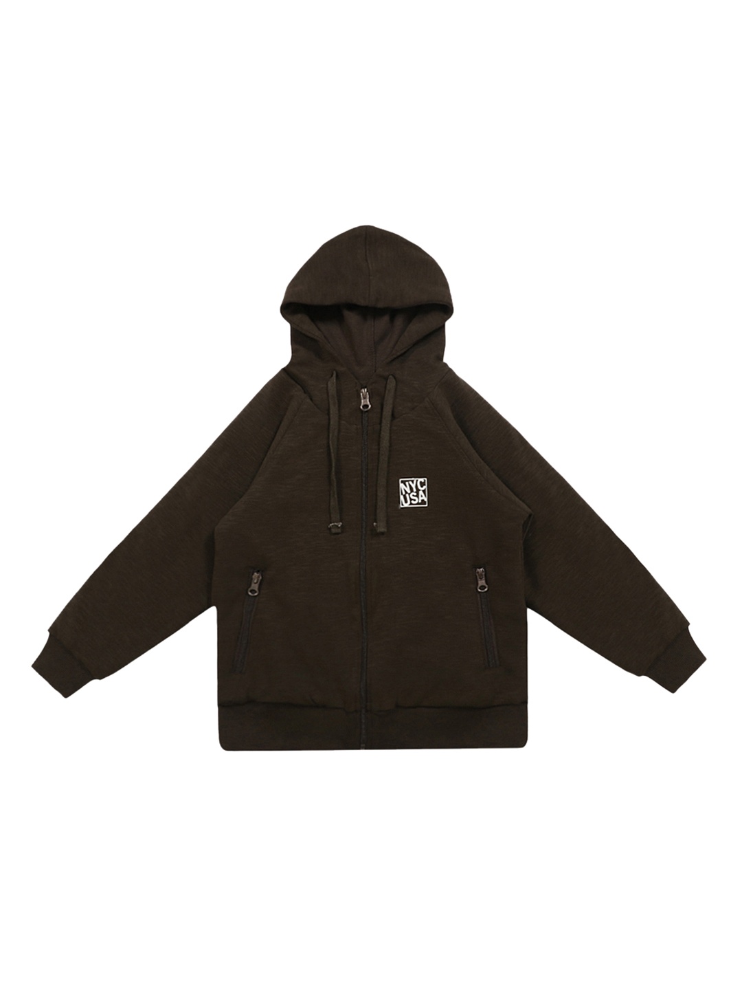 

Lil Tomatoes Boys Olive Brown Solid Hooded Sweatshirt