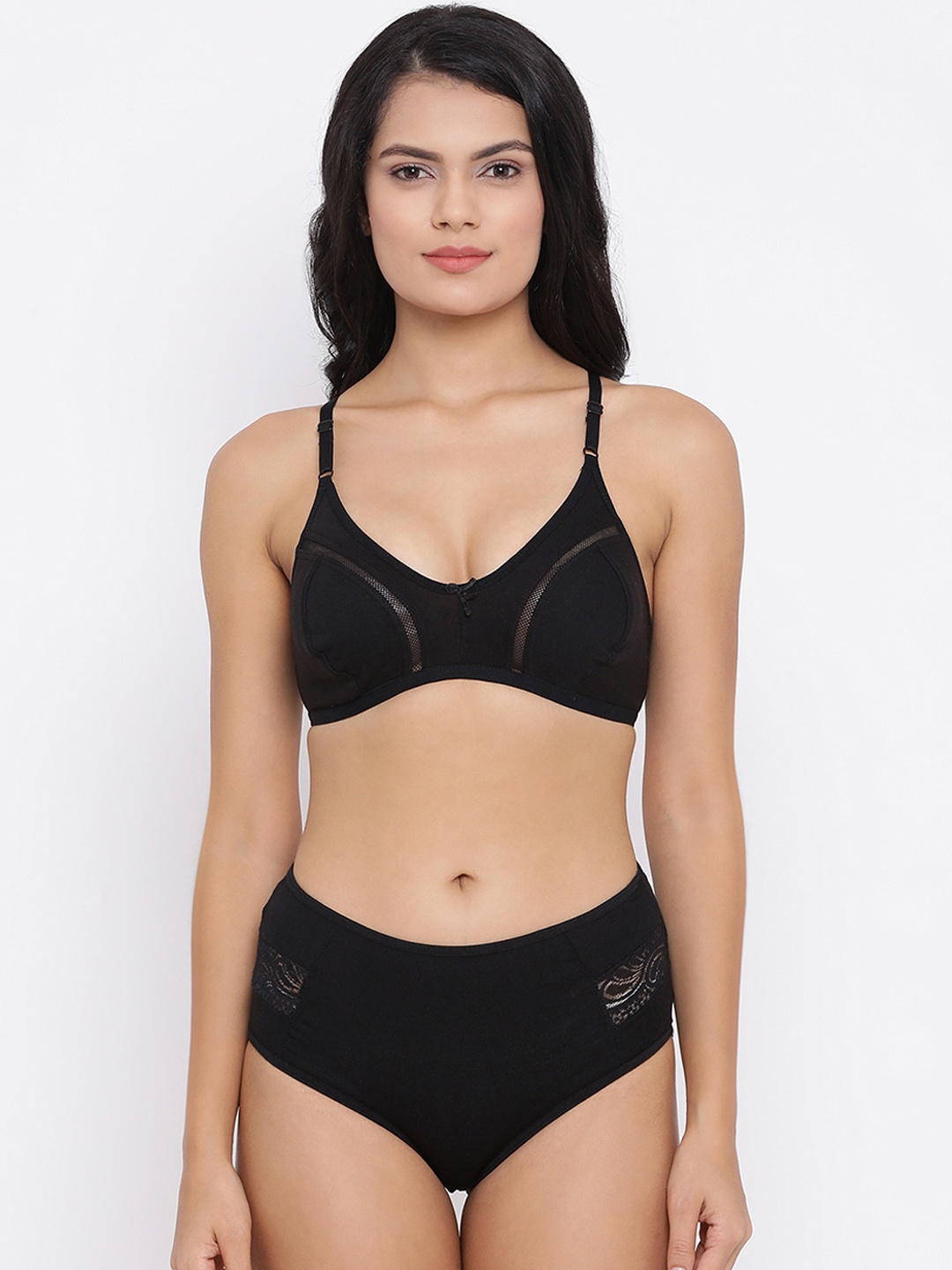

Clovia Women Black Solid Lingerie Set COMBBP95932B