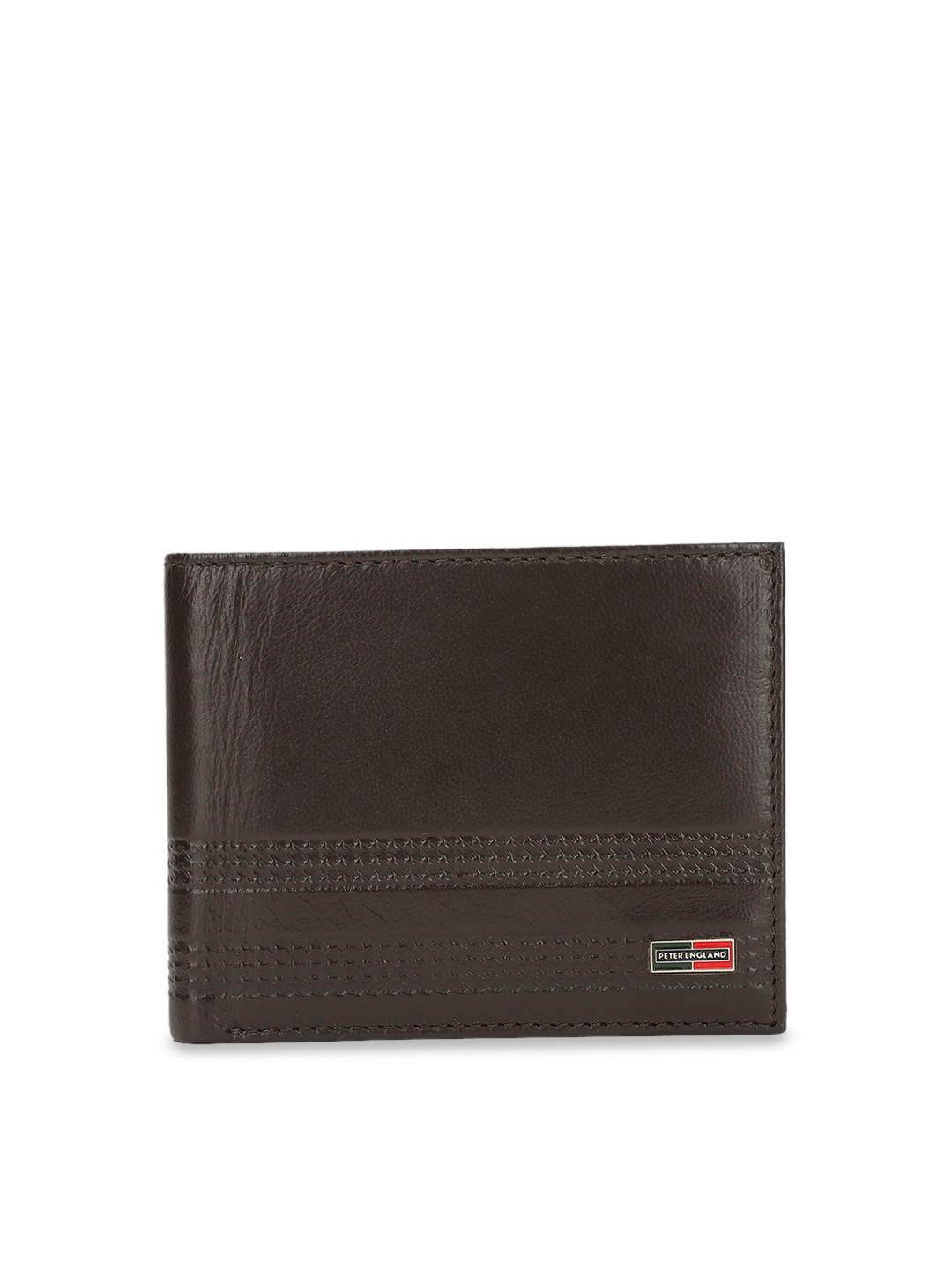 

Peter England Men Brown Textured Two Fold Leather Wallet